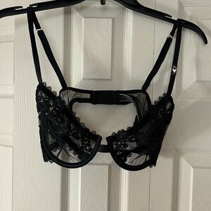 Victoria’s Secret black see through underwire  Demi bra unlined 36B NWOT
